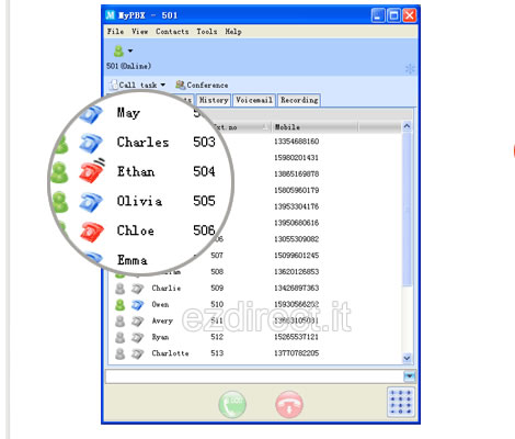 yeastar cti client interni stato delle linee interni